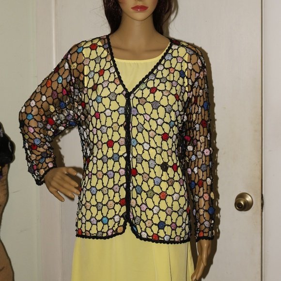 Beaded Crochet Multi-color Button Front - Picture 1 of 8